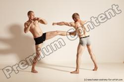 Underwear Martial art Man - Man White Moving poses Slim Short Blond Dynamic poses Academic